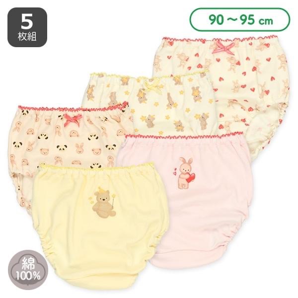 西松屋 女童 三角內褲 熊熊·兔子·碎花·水果 五件組 (80CM/90CM/95CM)-細節圖5