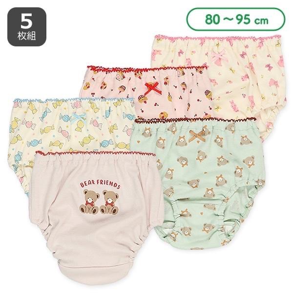 西松屋 女童 三角內褲 熊熊·兔子·碎花·水果 五件組 (80CM/90CM/95CM)-細節圖7