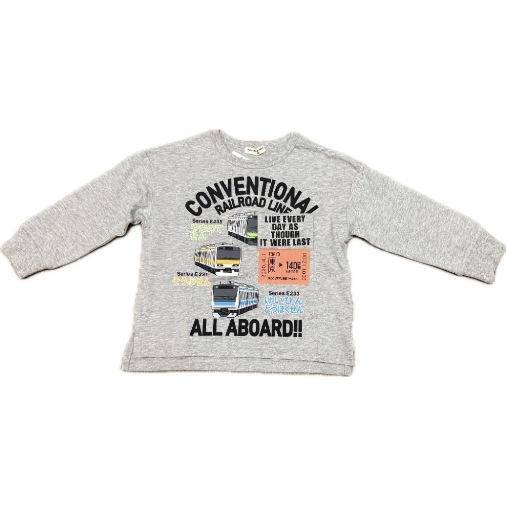 日本 Naughty Company 全棉電車可翻長袖T恤 電車(100cm)-細節圖6