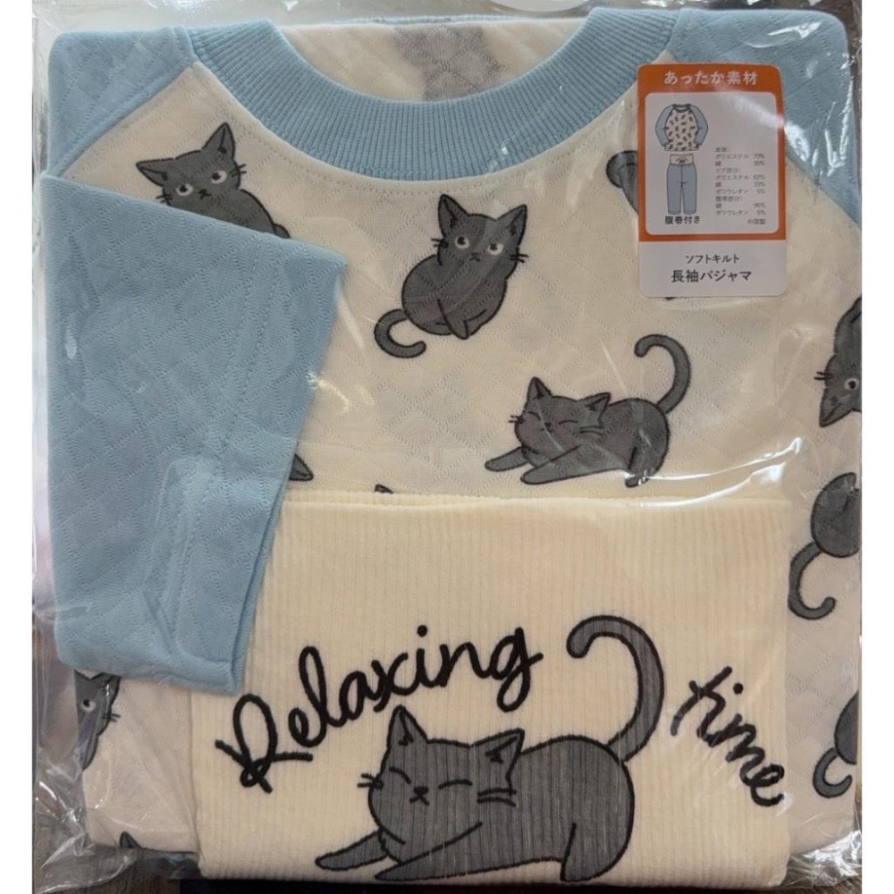 西松屋 冬季保暖鋪棉兒童睡衣 護肚家居服 貓咪 (100cm/120cm)-細節圖2