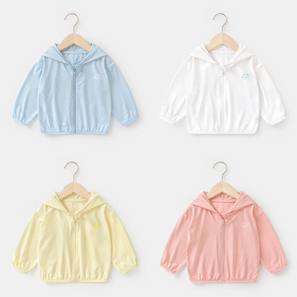 [現貨秒出]兒童防曬外套 防蚊外套 四色任選(白/黃/粉/藍) (90cm/100cm/110cm/120cm)-細節圖10