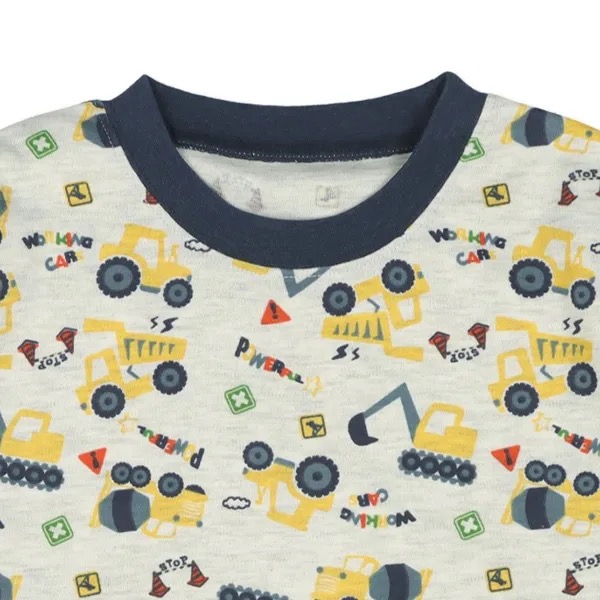 西松屋 ALL SEASON 長袖卷腹套裝 護肚裝 工程車 (100cm/110cm) 四季著用 居家服 睡衣-細節圖3