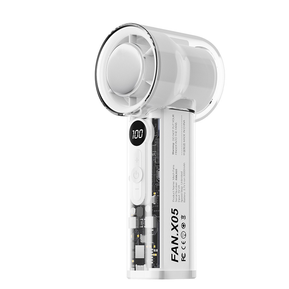 全新X05透明機甲高速100檔冷氣冰敷小電風扇便利渦輪手持迷你風扇-規格圖8