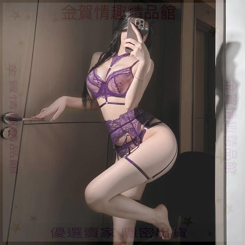 霏慕花蔓情愫蕾絲透視誘惑三點式套裝裸臀免脫7920情趣內衣純欲-細節圖2