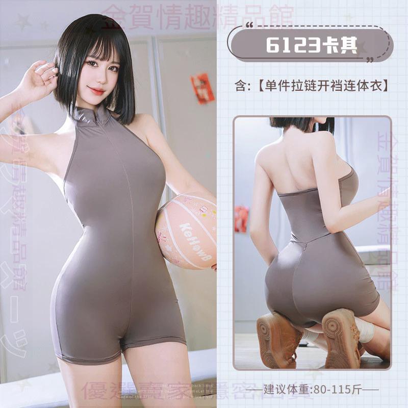 霏慕雙頭隱形拉鏈運動開襠連體衣6123情趣內衣性感露胸衣服誘惑-細節圖5