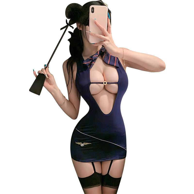 姬欲情趣內衣空姐制服誘惑裝角色扮演開檔免脫包臀裙性感情趣5197-細節圖5