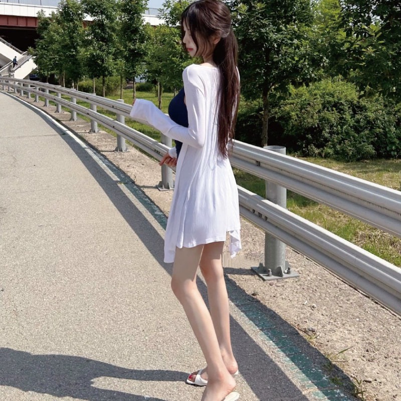 新品同款式舒適慵懶感~簡約女人味防曬長款薄開衫冷氣衫防曬外套-細節圖2