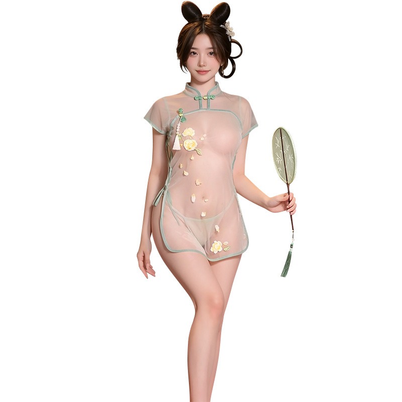 性感情趣內衣誘惑開檔挑逗透視小胸旗袍睡衣制服午夜激情9688-細節圖5