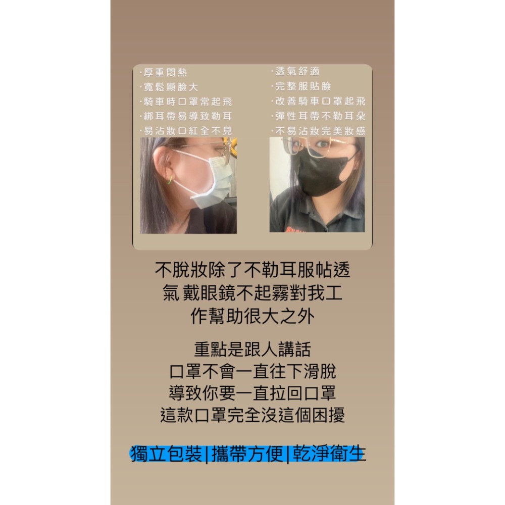 3D立體不脫妝口罩😷獨立包裝 | 乾淨衛生-細節圖3