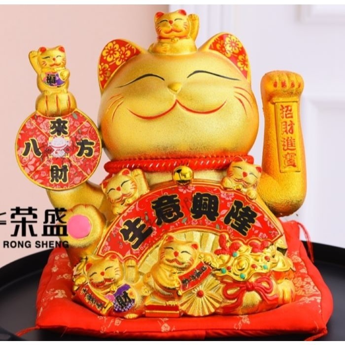 {鴻運}24小時可出貨 開店送禮。招手招財貓  送賀卡 陶瓷招財貓 招財貓 代寫賀卡 擺手款招財貓 搖手招財貓 招財貓-細節圖5