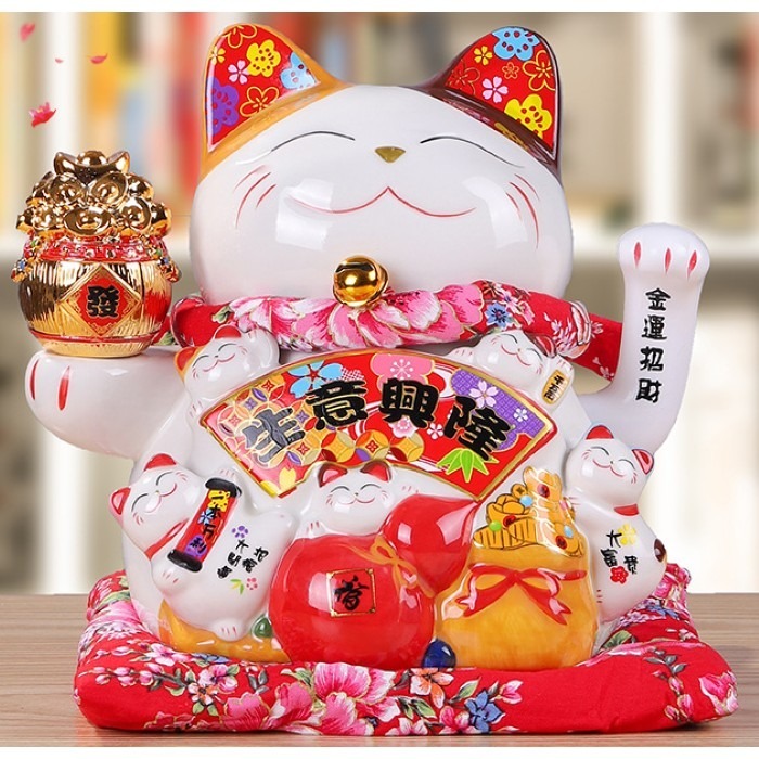 【鴻運】24小時可出貨台灣現貨招財貓高16公分  送賀卡  批發特價  招財貓 破損補寄擺手款招財貓 搖手招財貓 21-細節圖3