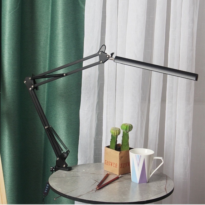 台灣現貨 快速出貨 LED長臂摺疊伸縮檯燈 可調光調亮度 USB充電 高亮度 閱讀學習-細節圖6