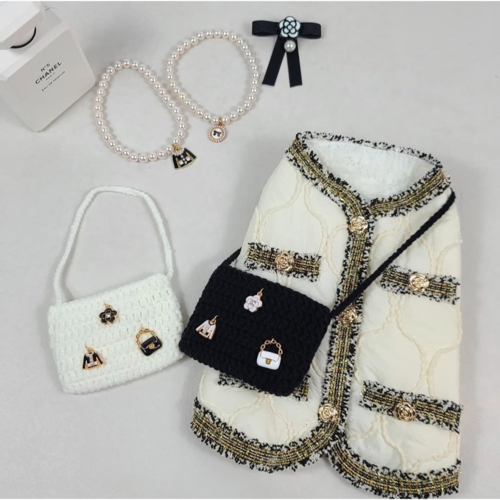 【星際萌寵】正韓小香風針織寵物配飾包 寵物用品(預購)-細節圖2