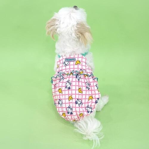 【星際萌寵】正韓寵物服飾 | 史努比夏日格子花苞衣 寵物用品(預購)-細節圖2