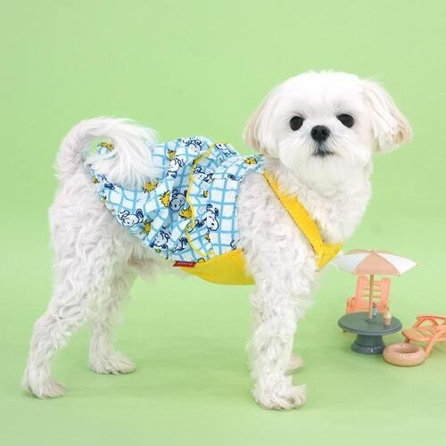 【星際萌寵】正韓寵物服飾 | 史努比夏日格子花苞衣 寵物用品(預購)-細節圖3