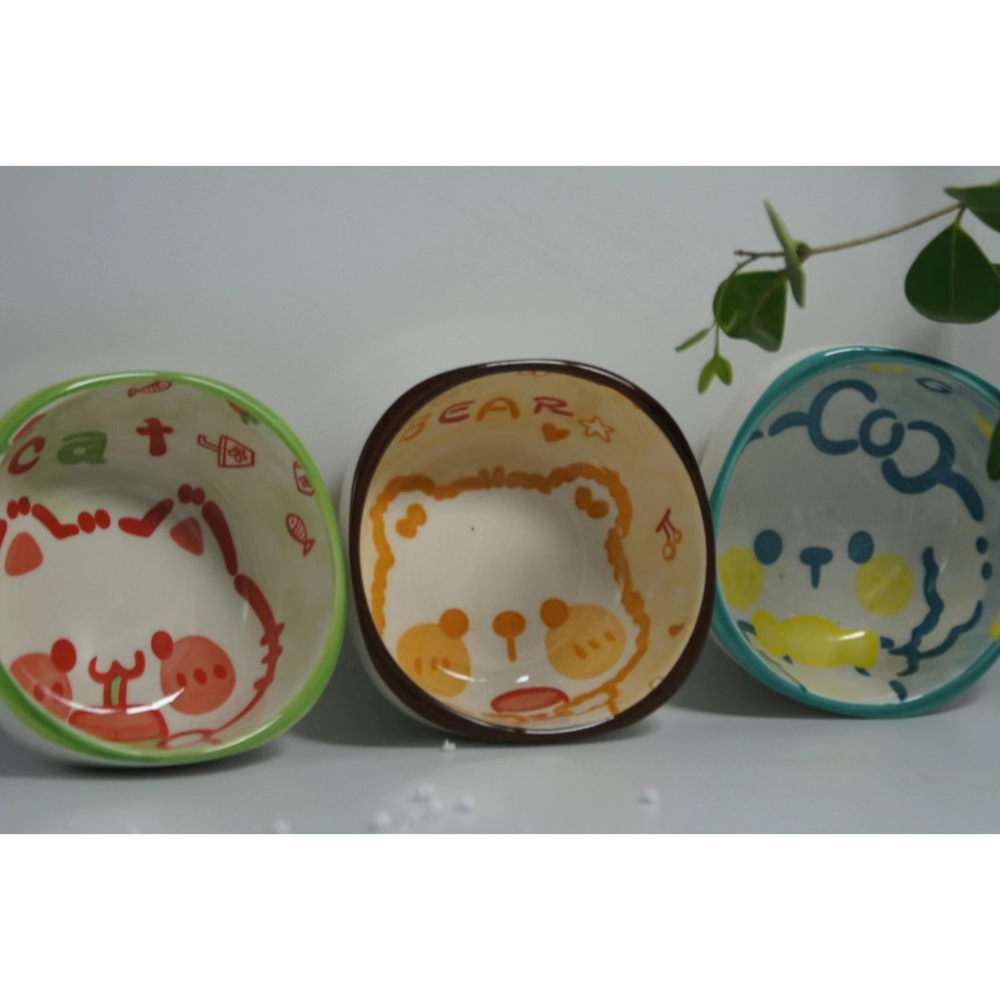 【破曉】可愛卡通圖案家用陶瓷調料碗小碟子蘸料碟甜品湯碗-細節圖2