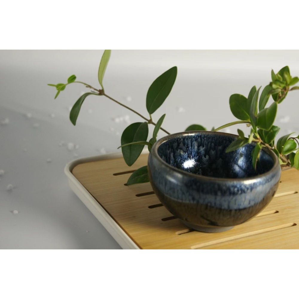 【破曉】油滴建盞鷓鴣紋茶盞窯變孔雀藍功夫茶杯品茗茶具茶藝茶道沏茶-細節圖2