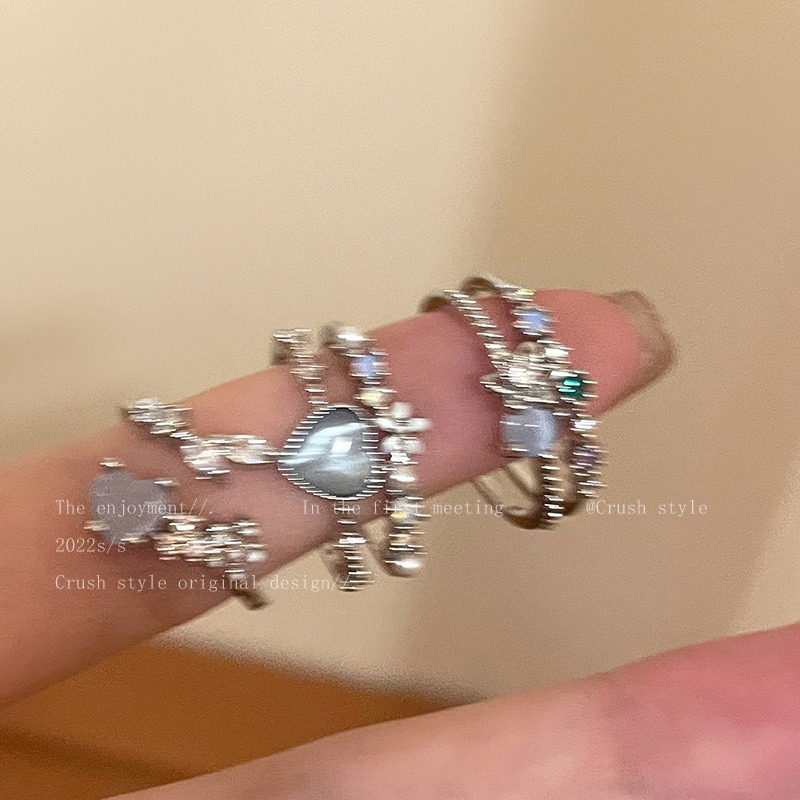 小眾設計氣質款月光鑽石可調節戒指-細節圖5