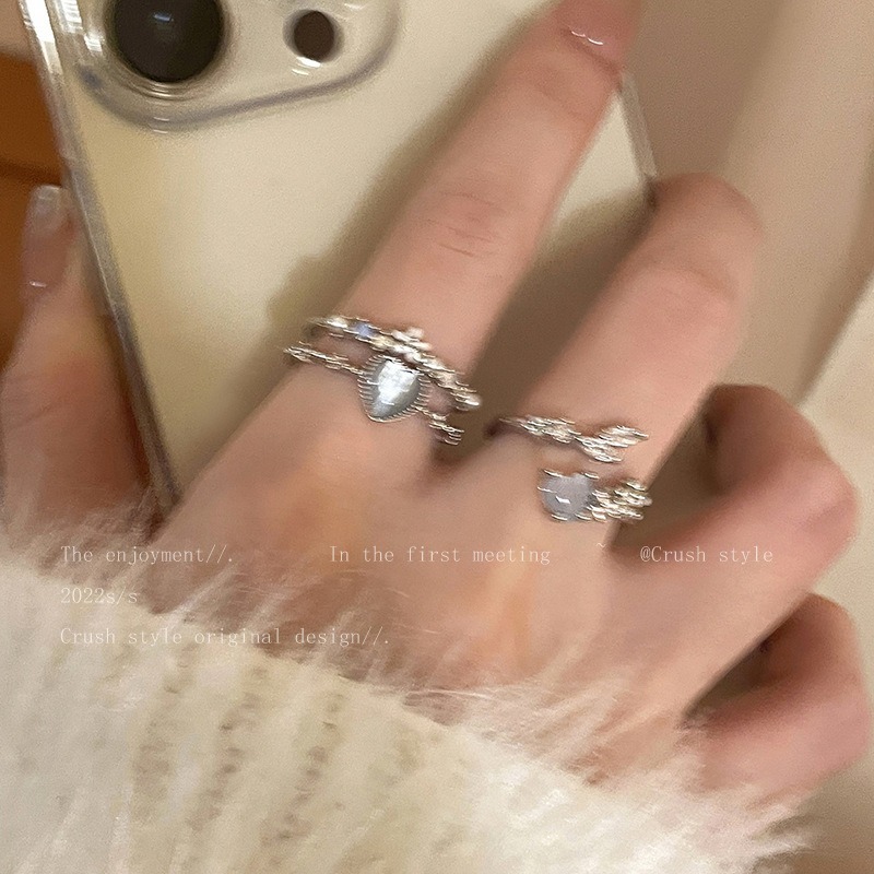 小眾設計氣質款月光鑽石可調節戒指-細節圖8