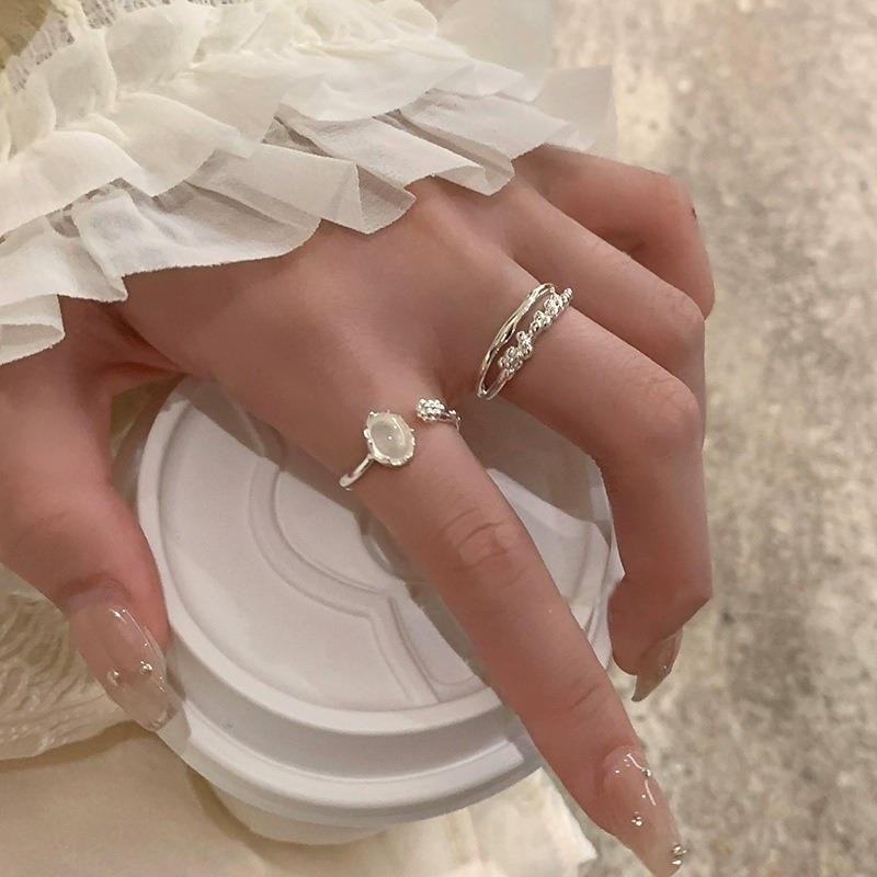 小眾設計精緻月光石可調節戒指-細節圖4