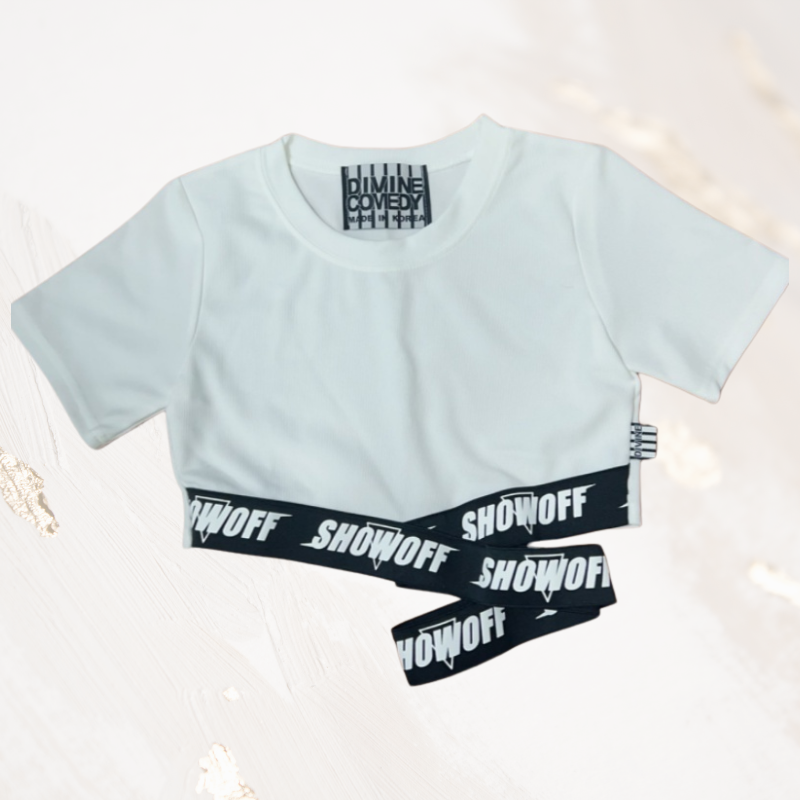 台灣現貨-韓國製交叉短版短袖上衣-無胸墊-細節圖2