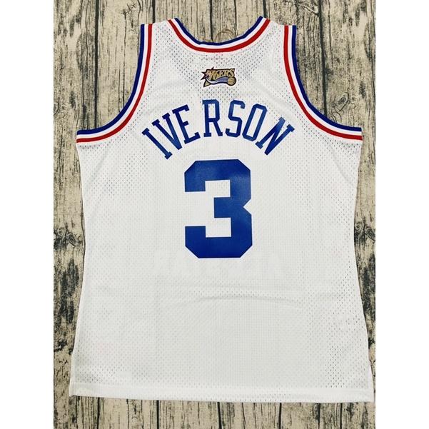 #3 Iverson 戰神 76人 2003 明星賽 ASG All Star 東區 白 M&N 復古 球衣-細節圖2