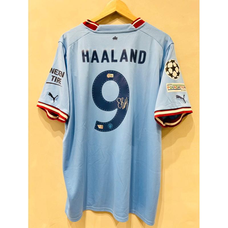 #9 Erling Haaland Manchester City 曼城 2023 歐冠盃 藍 Puma 親簽 球衣-細節圖2