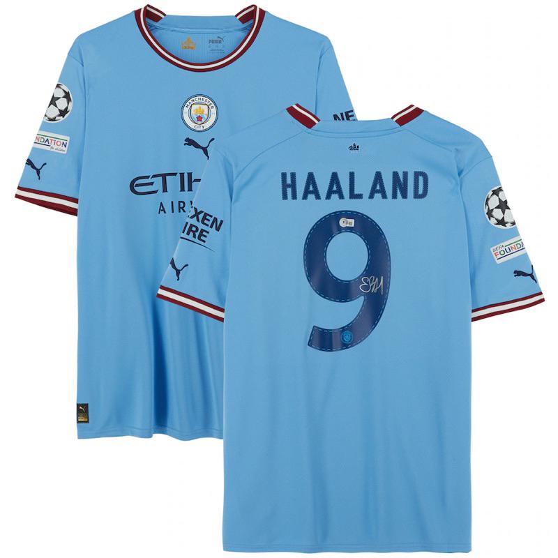 #9 Erling Haaland Manchester City 曼城 2023 歐冠盃 藍 Puma 親簽 球衣-細節圖4