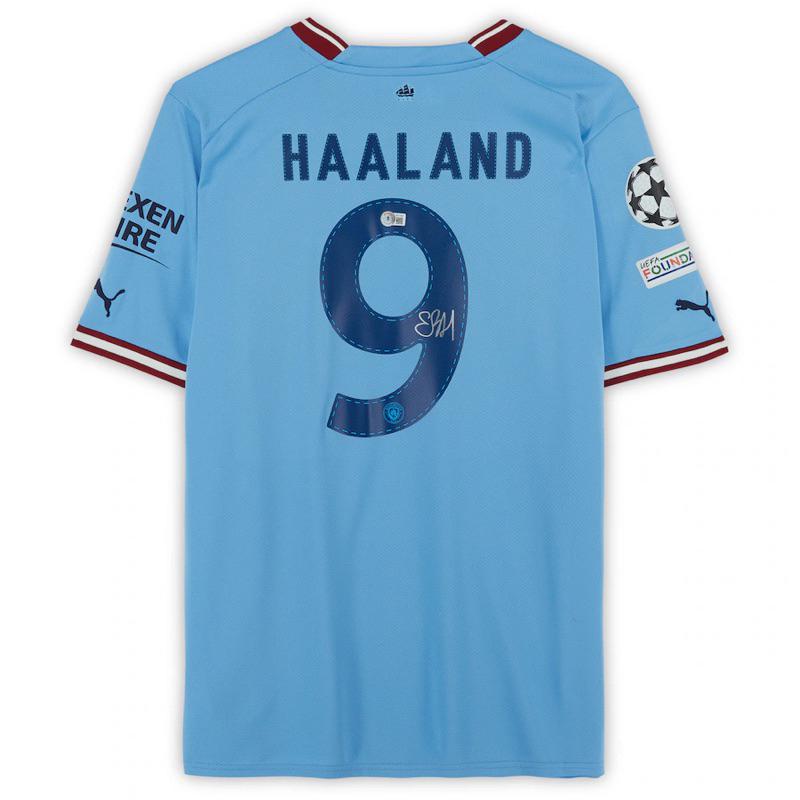 #9 Erling Haaland Manchester City 曼城 2023 歐冠盃 藍 Puma 親簽 球衣-細節圖5