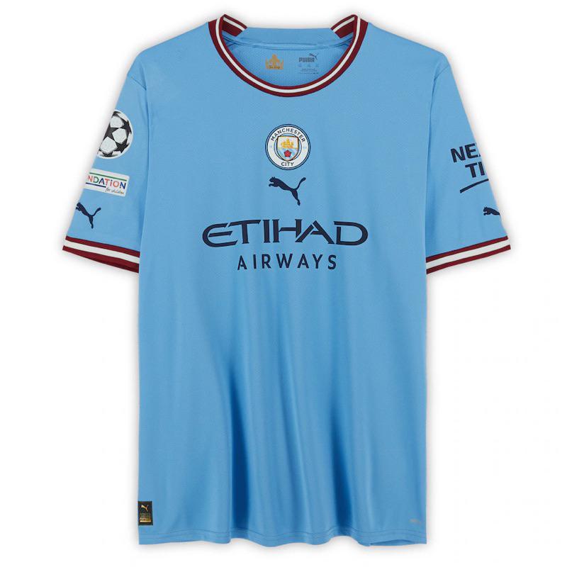 #9 Erling Haaland Manchester City 曼城 2023 歐冠盃 藍 Puma 親簽 球衣-細節圖6