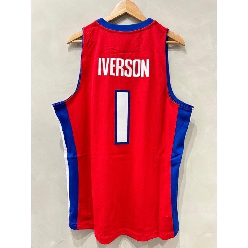 #1 Allen Iverson 活塞 Pistons 紅 M&N 球迷版 球衣 戰神 艾佛森 AI-細節圖2