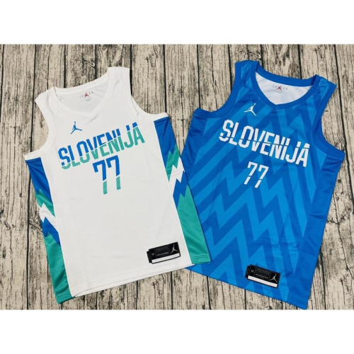 #77 Luka Doncic 斯洛維尼亞 歐洲盃 歐錦賽 國家隊 奧運 藍 白 Jordan 球衣 唐西奇