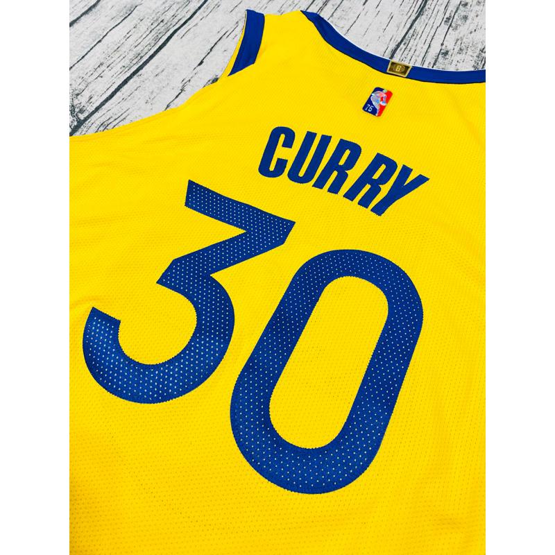 #30 Curry 勇士 宣告 黃 75週年 球員版 AU Jordan 鑽石 贊助標 球衣 柯瑞 咖哩 湯神-細節圖4