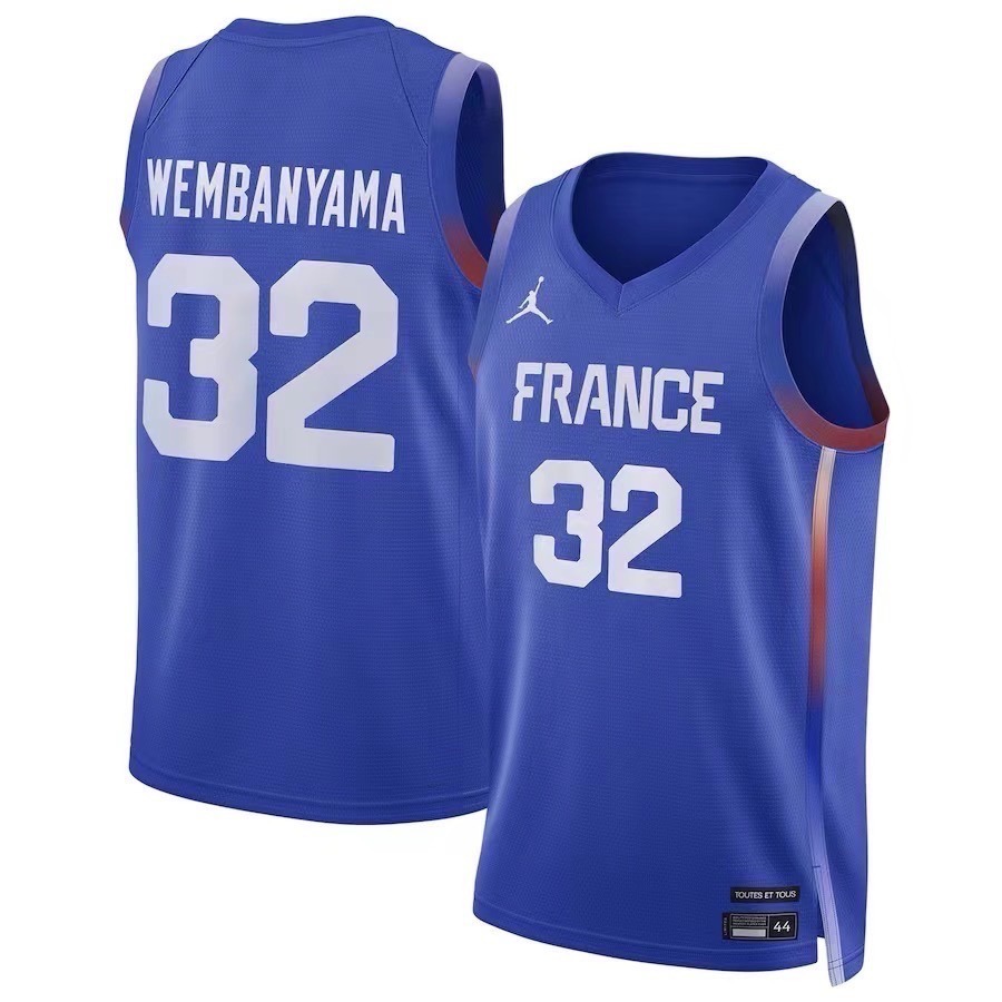 #32 Wembanyama 2024 巴黎奧運 法國隊 Team France 客場藍 Jordan SW 球衣