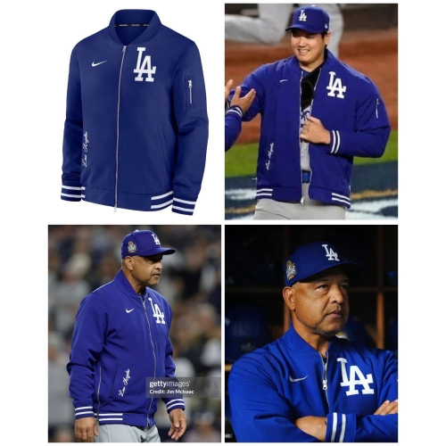 Nike x 道奇 Dodgers 球員版 Bomber Jacket 實著 藍外套