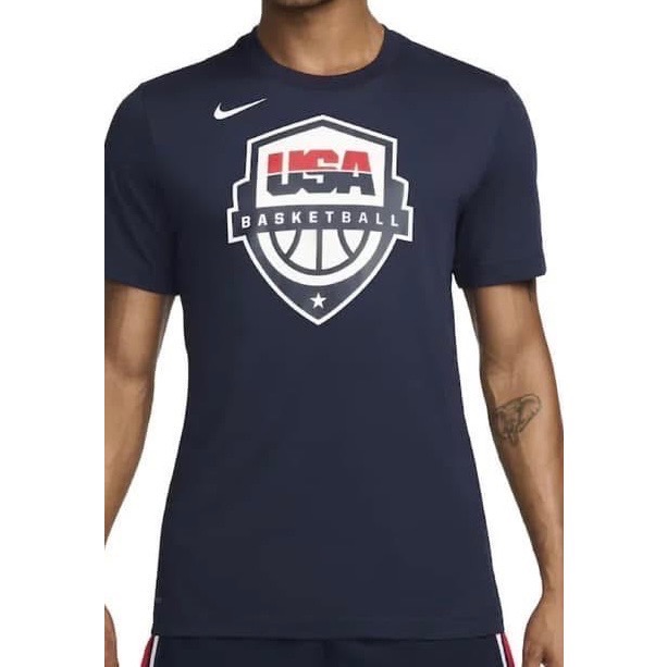 USA 藍短T L