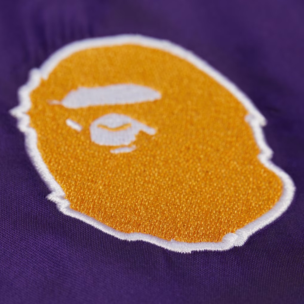 Los Angeles Lakers Purple M&N x BAPE Satin Full-Snap Jacket-細節圖3