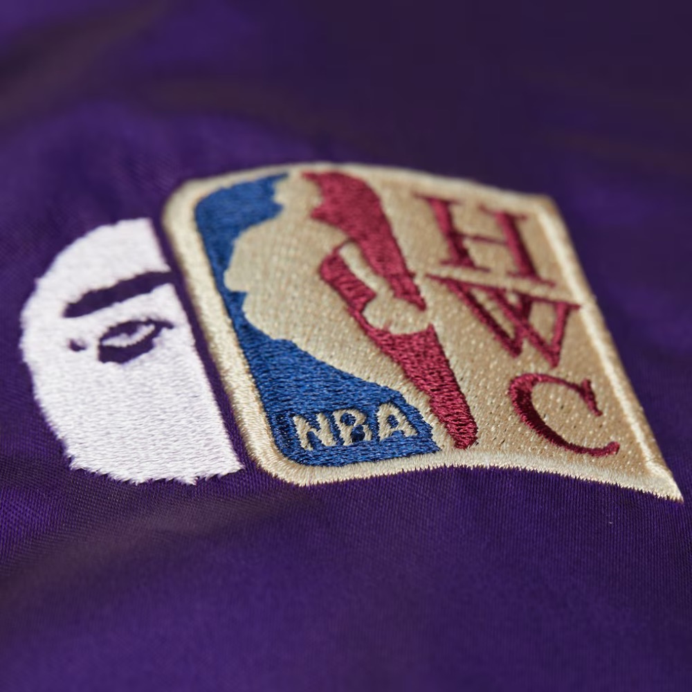 Los Angeles Lakers Purple M&N x BAPE Satin Full-Snap Jacket-細節圖4