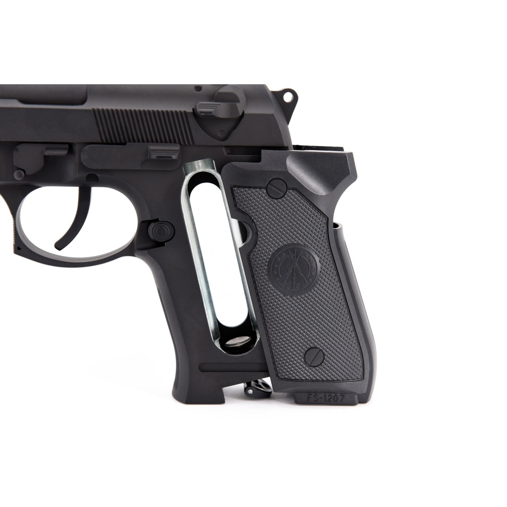 FS 1207 M9 黑 6mm 全金屬 直壓式 CO2 手槍 + 1包鋼珠 +1盒鋼瓶 (50隻)-細節圖7