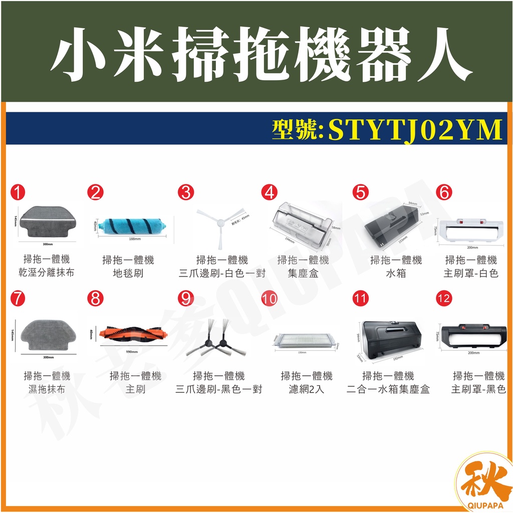 台灣現貨 小米掃拖機器人 濾網 耗材 配件 邊刷 主刷 抹布 水洗 濾網 主刷罩 虛擬牆 STYTJ02YM-細節圖4