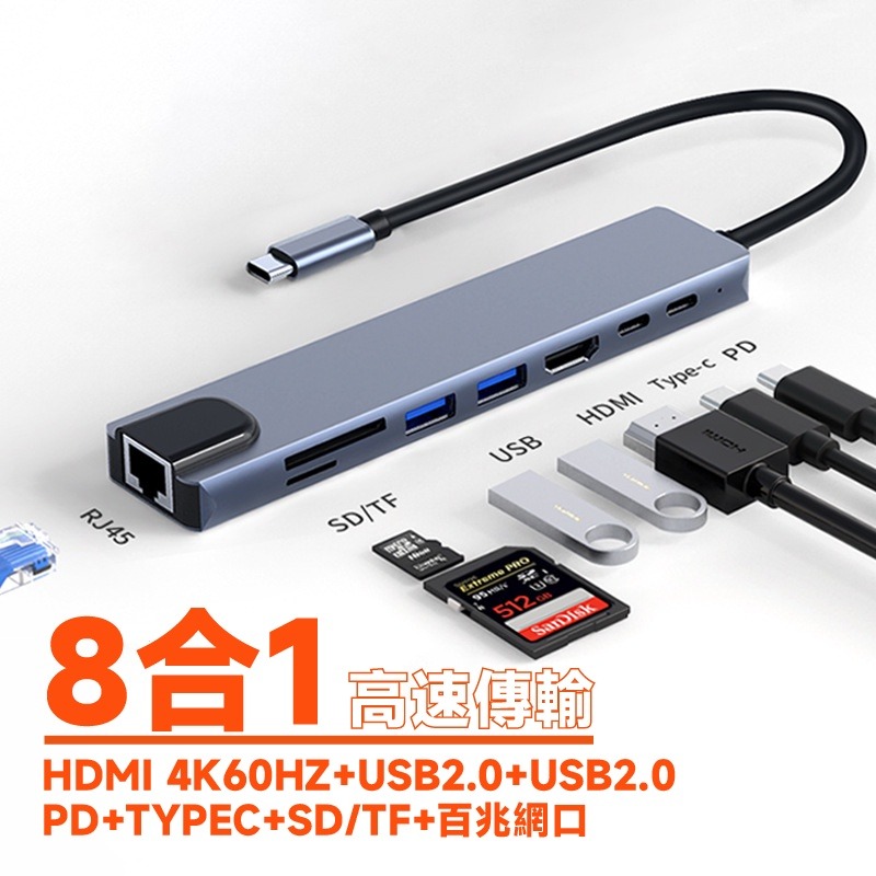 QIU 五合一Hub 集線器HDMI 擴展器 拓展塢 Type-C 拓展塢 usb 擴充槽 USB3.0-細節圖2