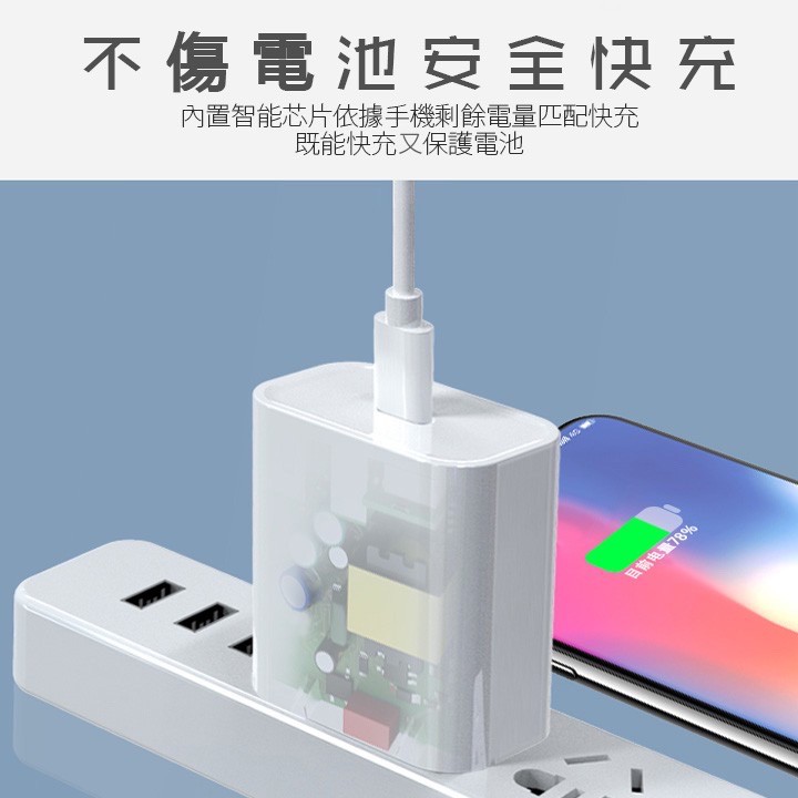 iPhone充電頭  豆腐頭 18W PD充電頭 PD充電線 Type-C孔 快充頭 充電頭 充電器 豆腐頭 快速充電器-細節圖5