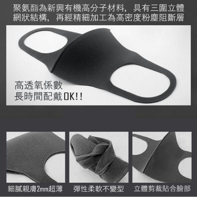 台灣現貨 QIU 防塵口罩黑色一包3入 明星同款  防霧霾 防塵口罩 防空汙-細節圖3