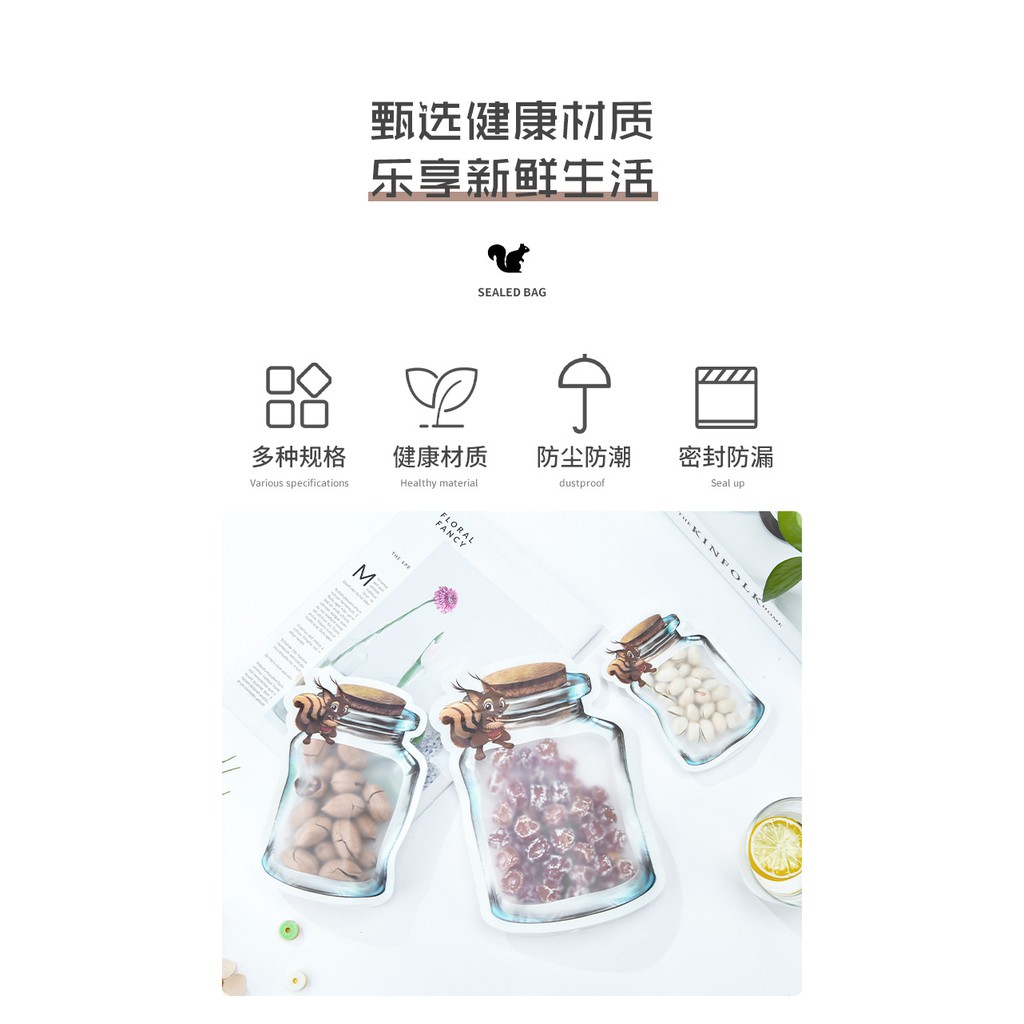 現貨 造型食品密封袋收納袋旅行便攜梅森瓶果醬杯造型 零食袋 A2857-細節圖2