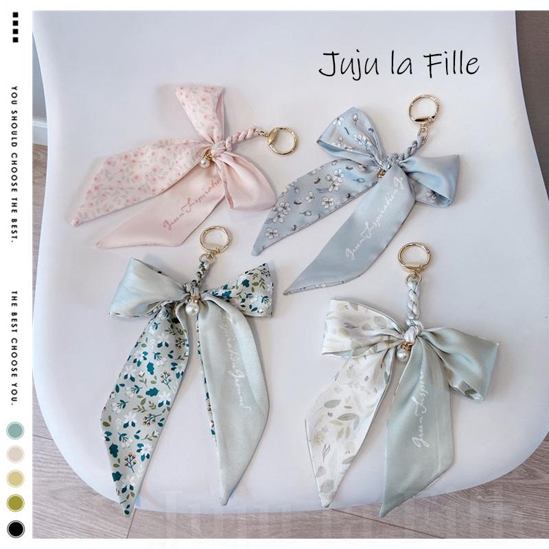 *Juju la Fille* 現貨【台灣出貨+發票+優惠中】百搭蝴蝶結絲巾包包吊飾 鑰匙圈 汽車裝飾吊飾-細節圖3