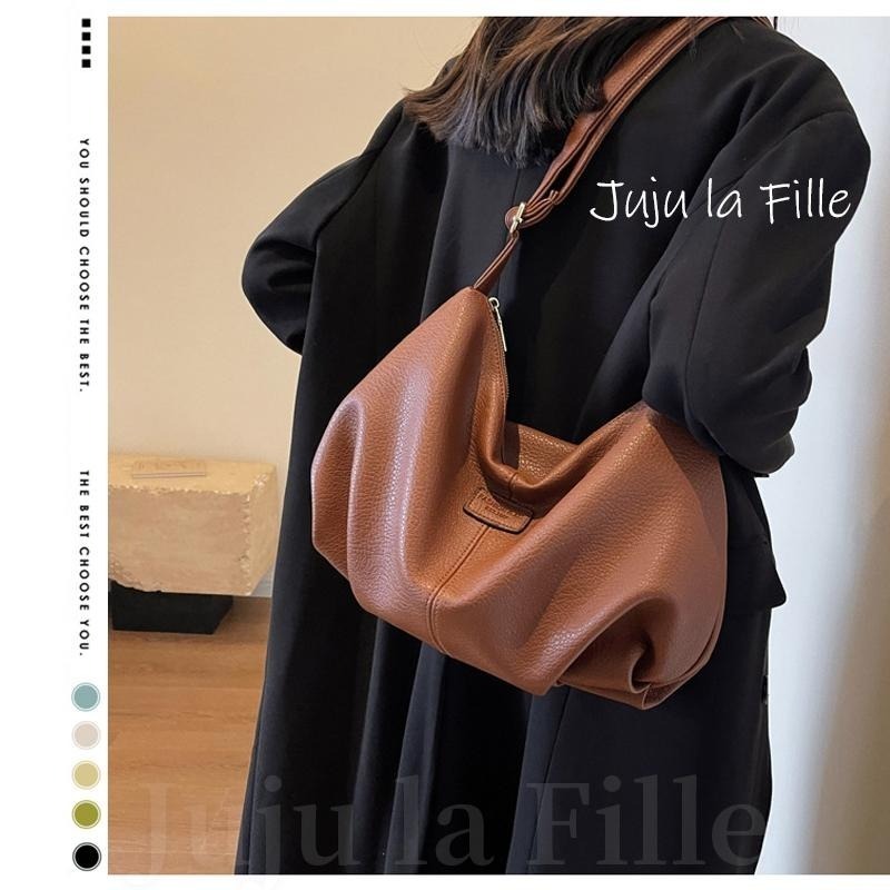 *Juju la Fille* 【台灣出貨+發票+優惠中】韓版氣質皺褶雲朵水餃包 百搭質感肩背包 斜背包-細節圖9