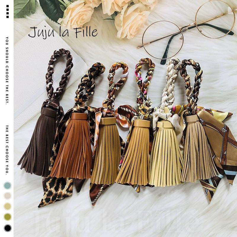 *Juju la Fille* 現貨【台灣出貨+發票+優惠中】百搭流蘇絲巾包包吊飾 鑰匙圈 汽車裝飾吊飾-細節圖4