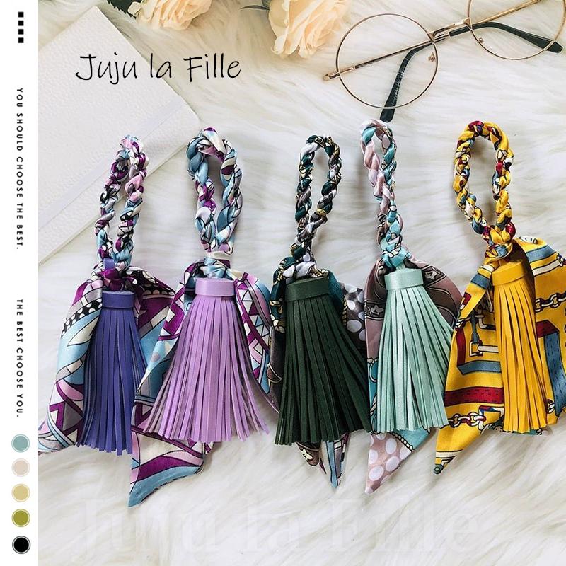 *Juju la Fille* 現貨【台灣出貨+發票+優惠中】百搭流蘇絲巾包包吊飾 鑰匙圈 汽車裝飾吊飾-細節圖5