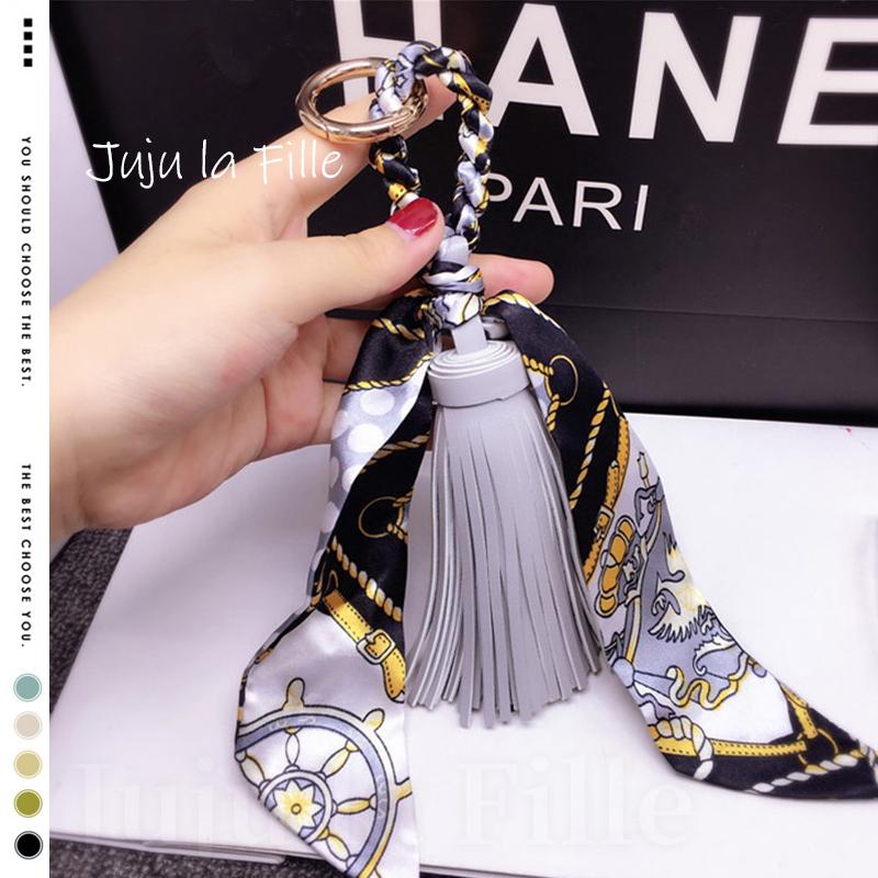 *Juju la Fille* 現貨【台灣出貨+發票+優惠中】百搭流蘇絲巾包包吊飾 鑰匙圈 汽車裝飾吊飾-細節圖6