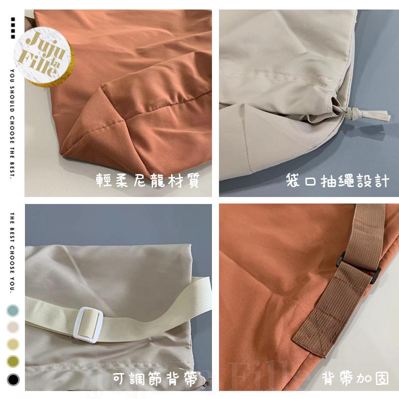 *Juju la Fille* 【台灣出貨+發票+優惠中】男女都能背 日系高CP值 超輕尼龍抽繩水桶包 可放A4-細節圖4